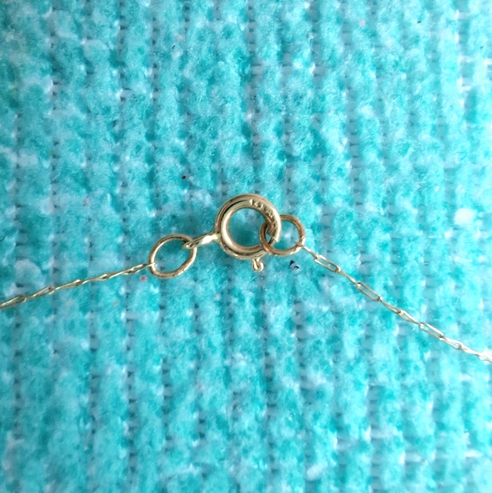 14K Tricolor White, Rose, Yellow Gold Donut Circles Solid Gold Dainty Necklace - Picture 5 of 5